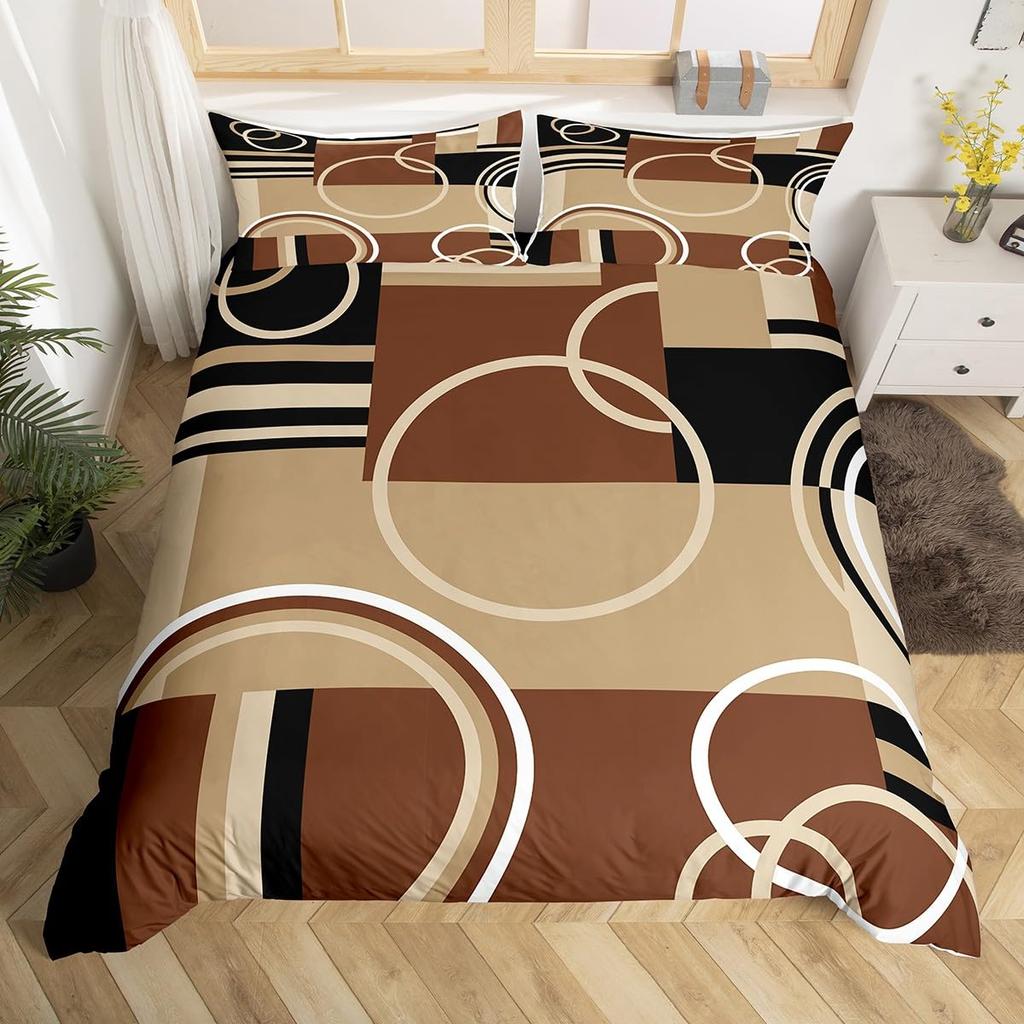 Comforter Geometry Swirls Spiral Twin King Abstract Circle Stripes Comforter Modern Graphic Geometric Plaid Bedding Set