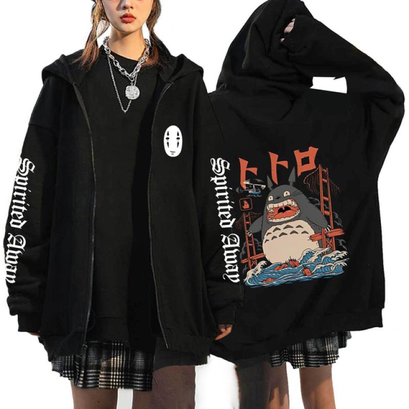 Mikiny Anime Totoro Pánské a Dámské Bundy na zip Mikiny s kapucí Ležérní Hip Hop Mikina na zip