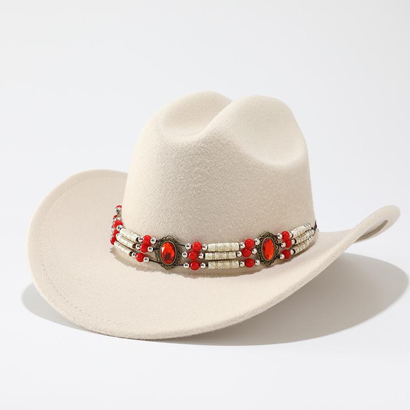 European, American and Western cowboy hats, fashionable and simple woolen top hats, retro chains, ethnic style men's and women's jazz hats