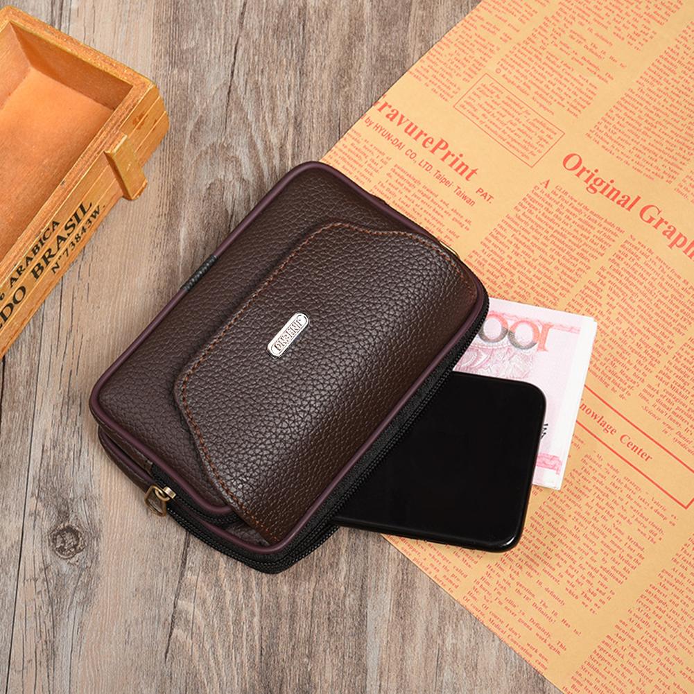 Männer Handy Kleine Hüfttasche Leder Telefon Gürtelclip Tasche(Horizontal Schwarz)