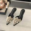 Fashion 2025 Women's Summer New High-heeled Thin-heeled Rhinestone Pearl Lace Bag Head Pointed Sandals