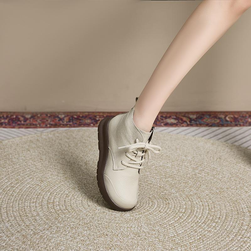 First layer cowhide soft leather Martin boots women's autumn and winter new platform short boots women's shoes