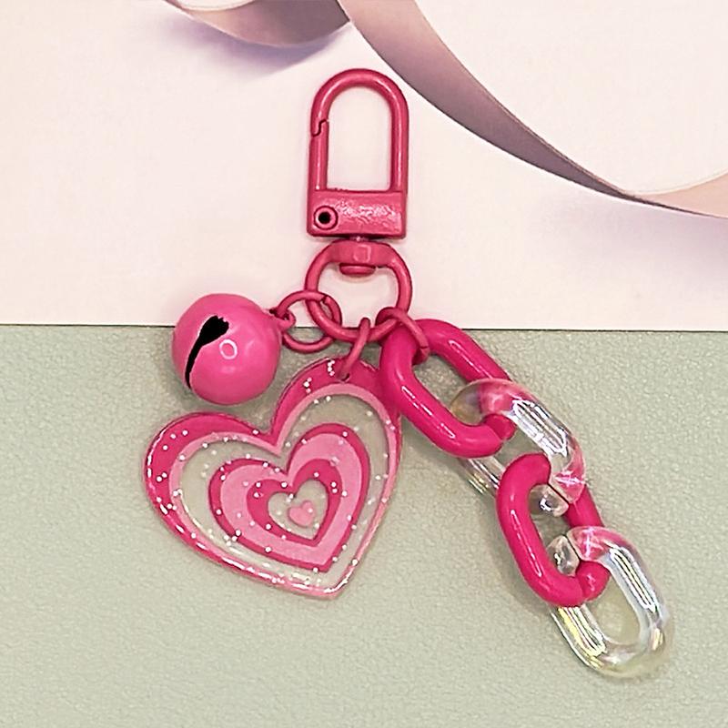 1PC Car Keychain Small Fresh Pendant Bag Hanging Jewelry Colourful Bell Creative Love Chain Keychain Double Layer