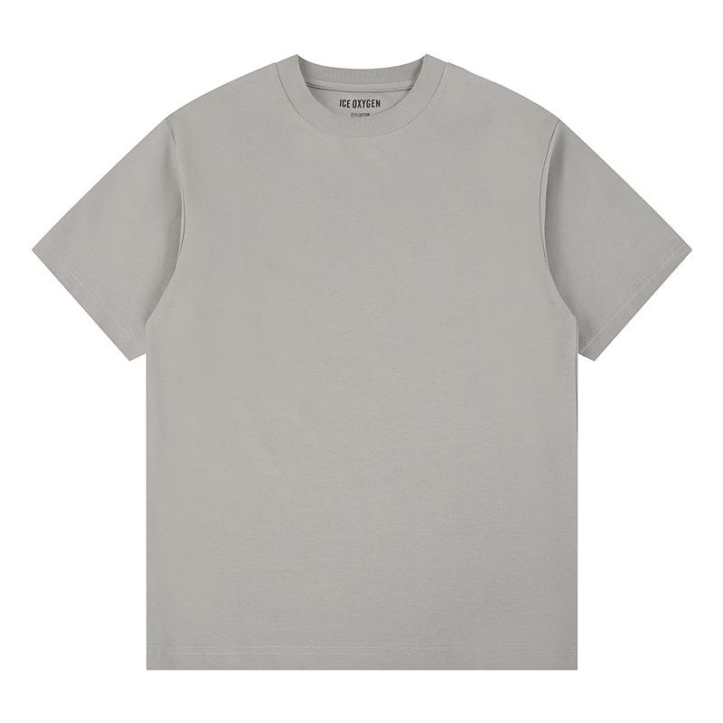 Double-sided Cool Feeling Anti-wrinkle Three-pin Solid Color Shoulder-fall Base Short-sleeved T-shirt for Men and Women