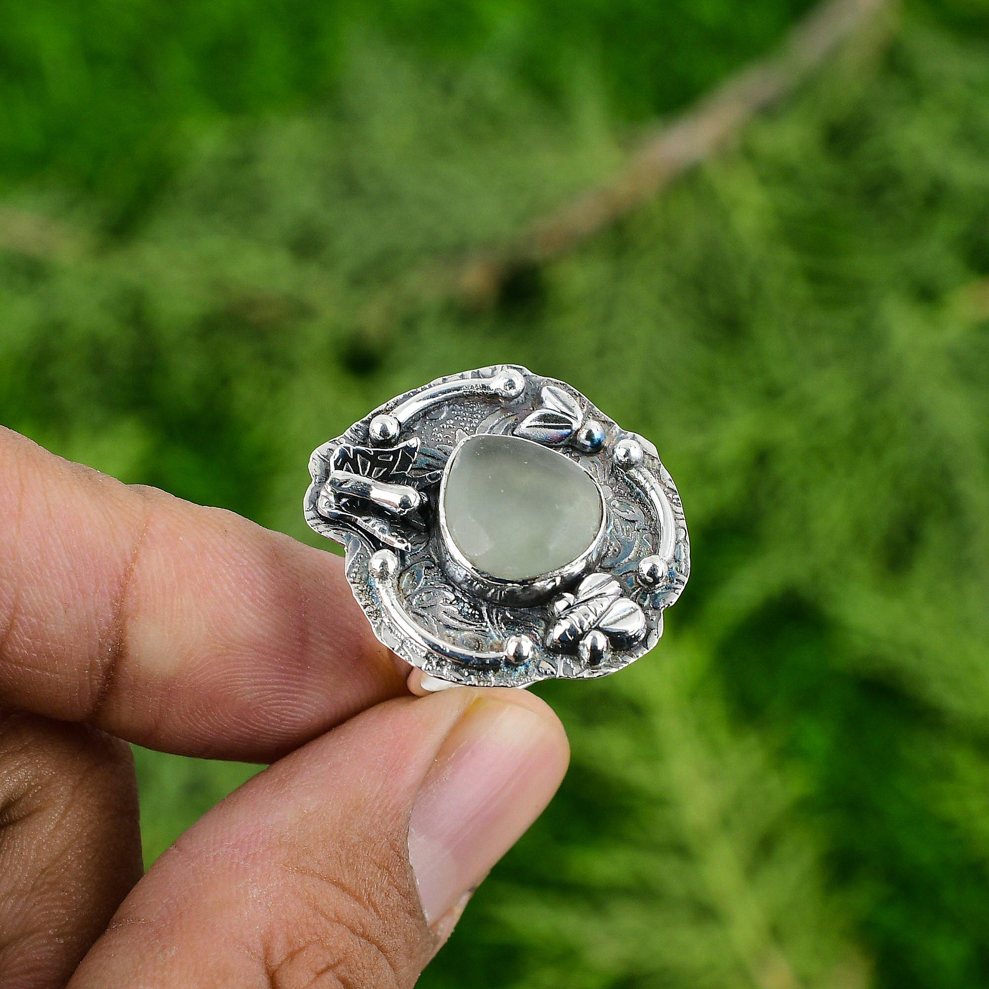 

Натуральный зеленый халцедон драгоценный камень штабелируемое регулируемое кольцо серебро 925 пробы для женщин Adjustable