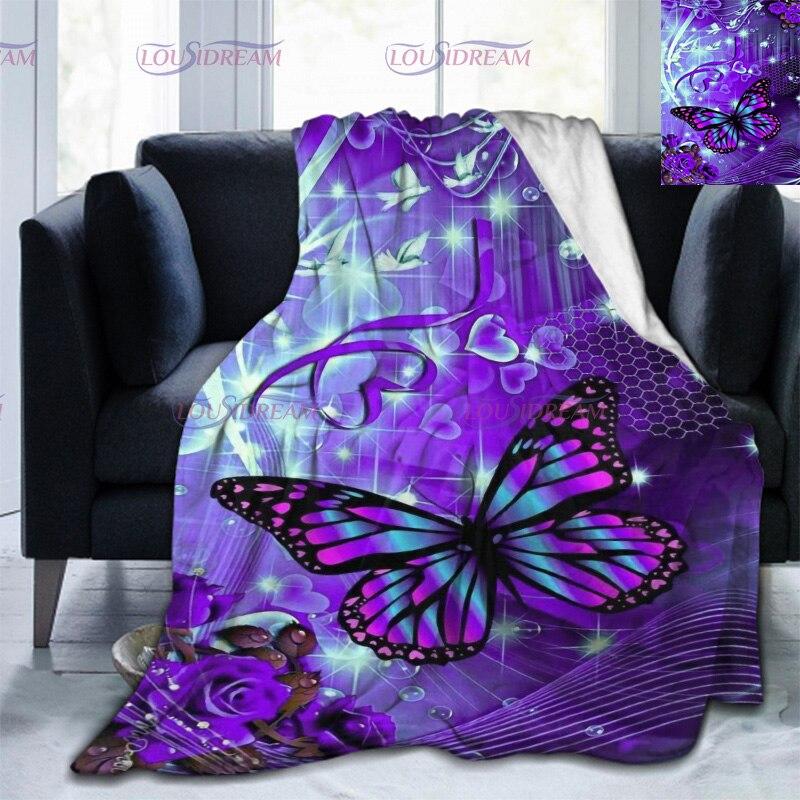 Colorful Butterfly Flower Blanket Soft Plush 3D Print Lightweight   Flannel Throw Blanket for Sofa Bed Couch for Kids Women Gift