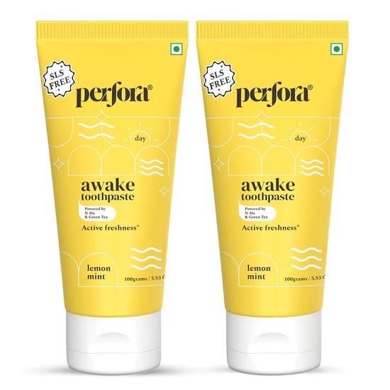 

Зубная паста Perfora Awake | Активная свежесть, защита от кариеса и зубные пасты без фтора | n-Ha для реминерализации зубов | Упаковка из 2 штук