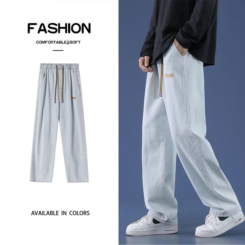 Jeans Men's Spring and Autumn American High Street Loose Straight Wide-leg Pants Trendy Casual Trousers