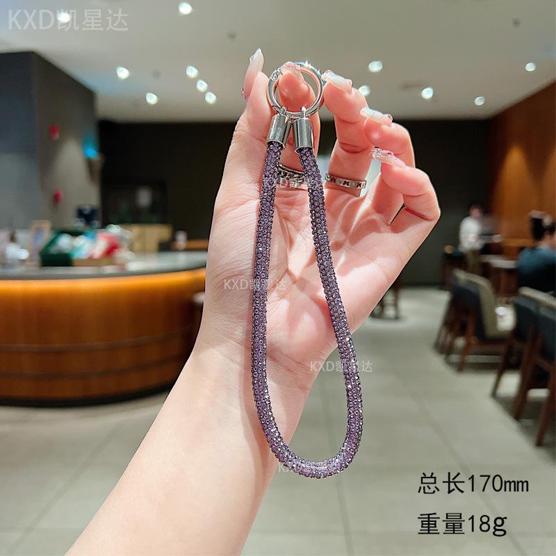 

New High-End Rhinestone Double Buckle Phone Pendant Keychain Anti-Lost Goddess Luxury Full Rhinestone Lanyard Hanging Accessories Diamond-encrusted Pendant