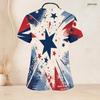Women Plus Size Star Printed Nurse Scrub Top V Neck Short Sleeve With Front Pockets