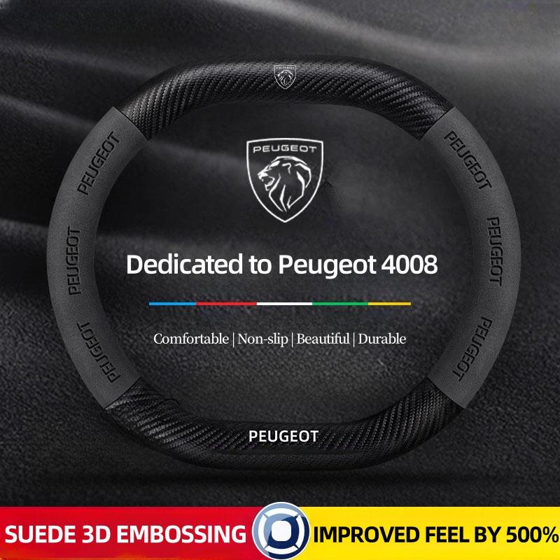 Suede Leather Car Steering Wheel Cover For Peugeot 3008 4008 5008 208 e208 2008 e2008 207 206 Carbon Fiber Non-slip Wheel Covers