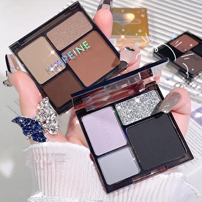 High Cold Vierfarben-Lidschatten-Palette, matt, perlmuttartig, erdig, feiner Blitz, dunkler, würziger Lidschatten-Palette im amerikanischen Retro-Stil