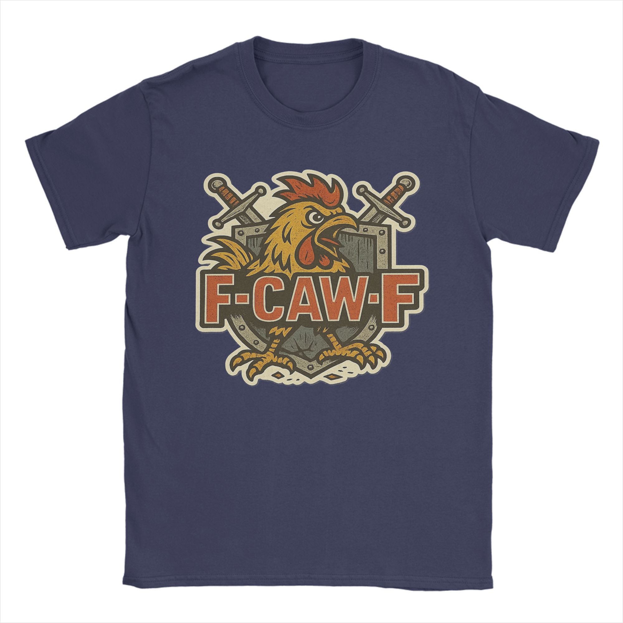 

Medieval Rooster Shield Emblem F-Caw-F-Chicken T Shirt Men Pure Cotton T-Shirt Crew Neck Tee Shirt Short Sleeve Tops Printed 4XL