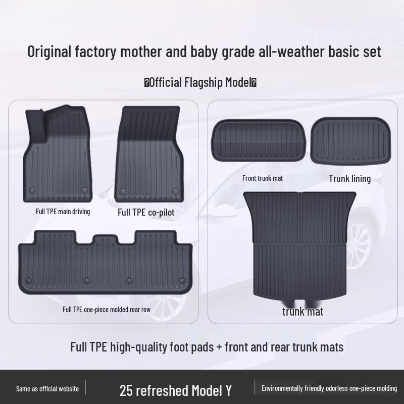 Tesla Model Y & 3 Custom TPE Floor Mats - Full Surround Car Carpets
