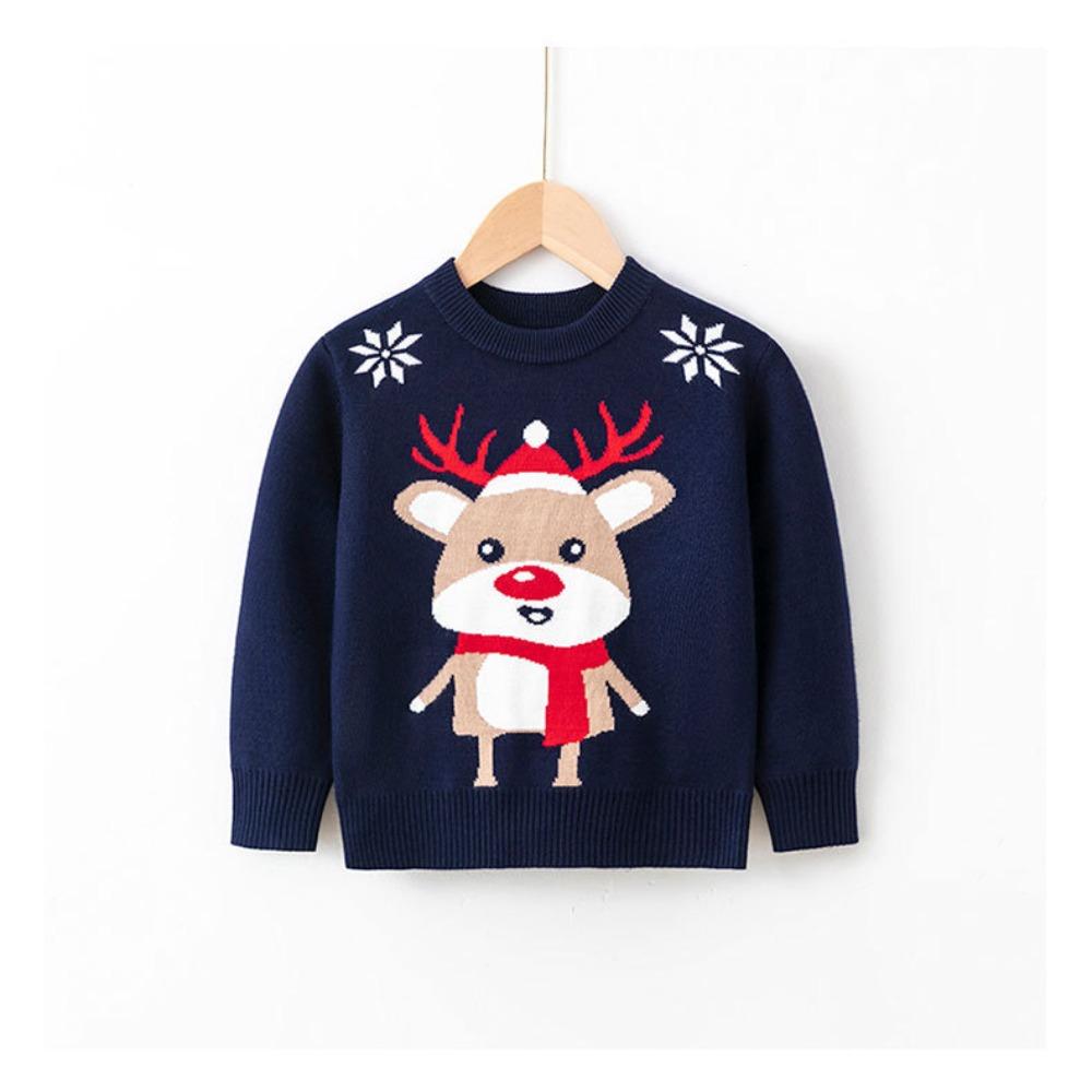 New Children's Christmas Sweater Collection: Girls' and Boys' Autumn/Winter Cartoon Pullover Knitwear