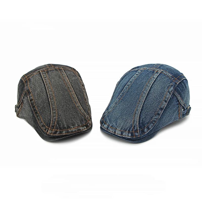 2026 Four Seasons Denim Solid Newsboy Caps Men Washed Flat Peaked Cap Women Painter Beret Hats 16
