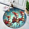 Christmas Reindeer Round Rug, Soft  Non Slip Mat, Anti Wrinkle Holiday Carpet for Living Room, Bedroom, Festive Decor