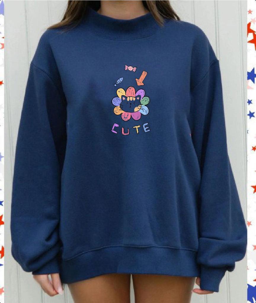 Women's Heavyweight Mid-High Collar Loose Sweatshirt - Trendy & Versatile for Spring & Autumn