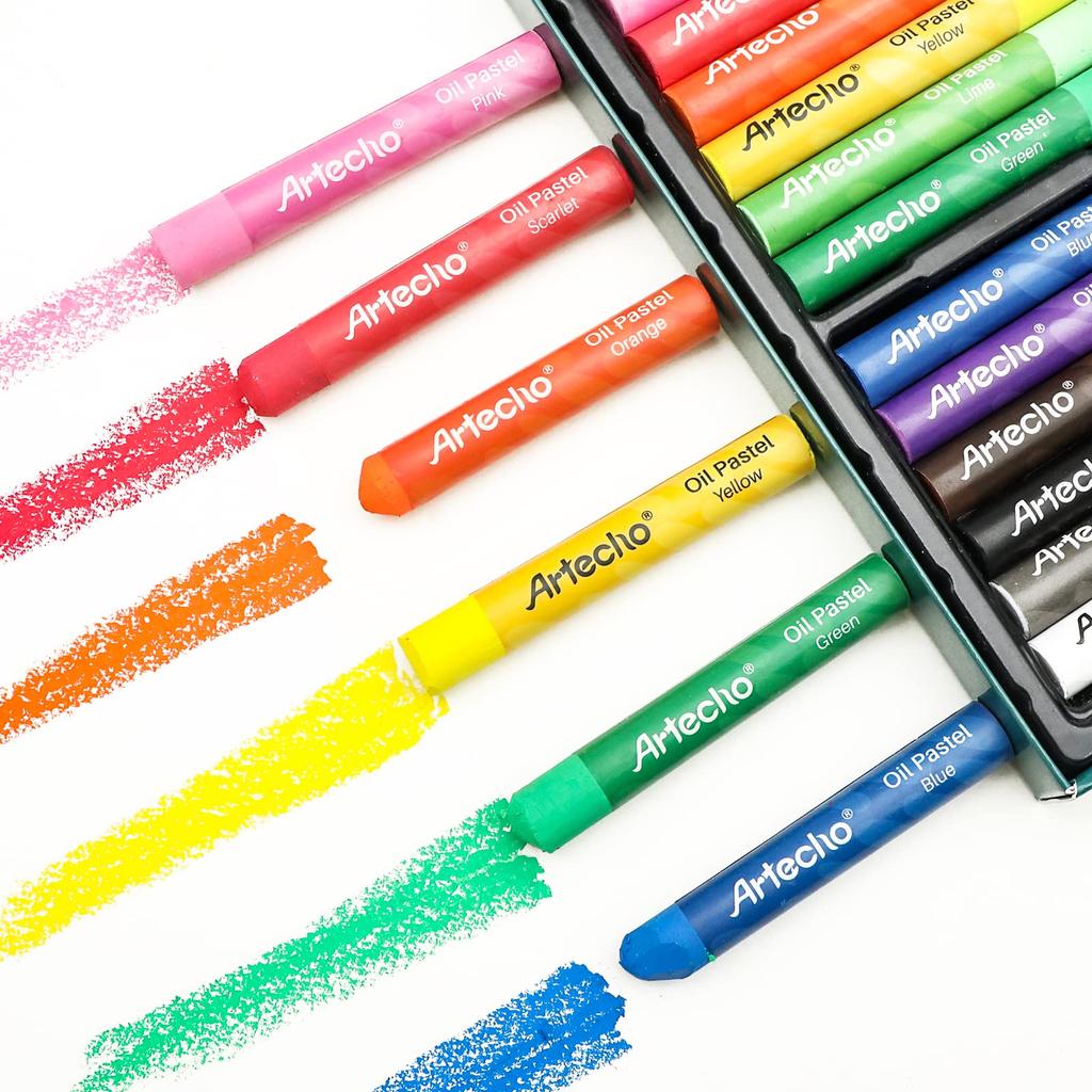 Artecho Oil Pastels 48-Color Set - Soft Oil Pastels for Art Painting, Drawing, Blending, and Art Supplies for Artists, Beginners, Students, and Teache