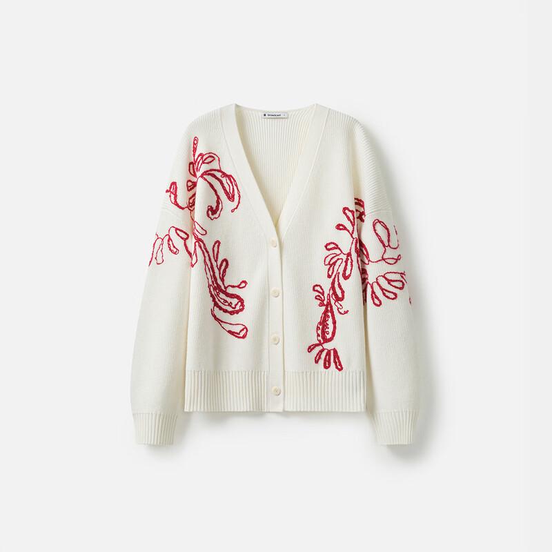 Broadcast Women's New Year Red Jacquard Knit Cardigan Sweater