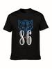 Limited Edition Funny Wolf Unisex T-Shirt | 86 Number Design & Blue Wolf Graphic Black Shirt - Birthday Gift For Beer Lovers - Regular Fit Casual Tee