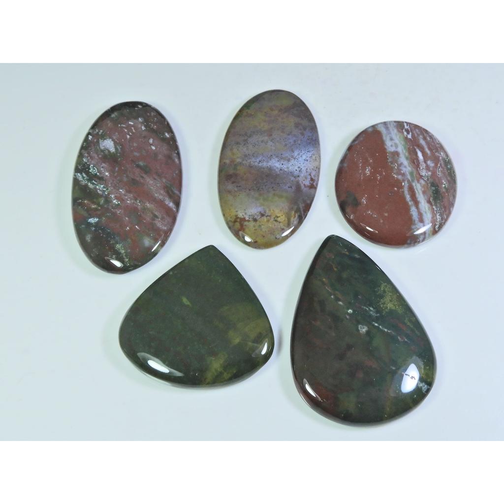 05Pcs Natural Blood Red Bloodstone Mix Cabochon Loose Gemstone Lot 385Cts. A-745