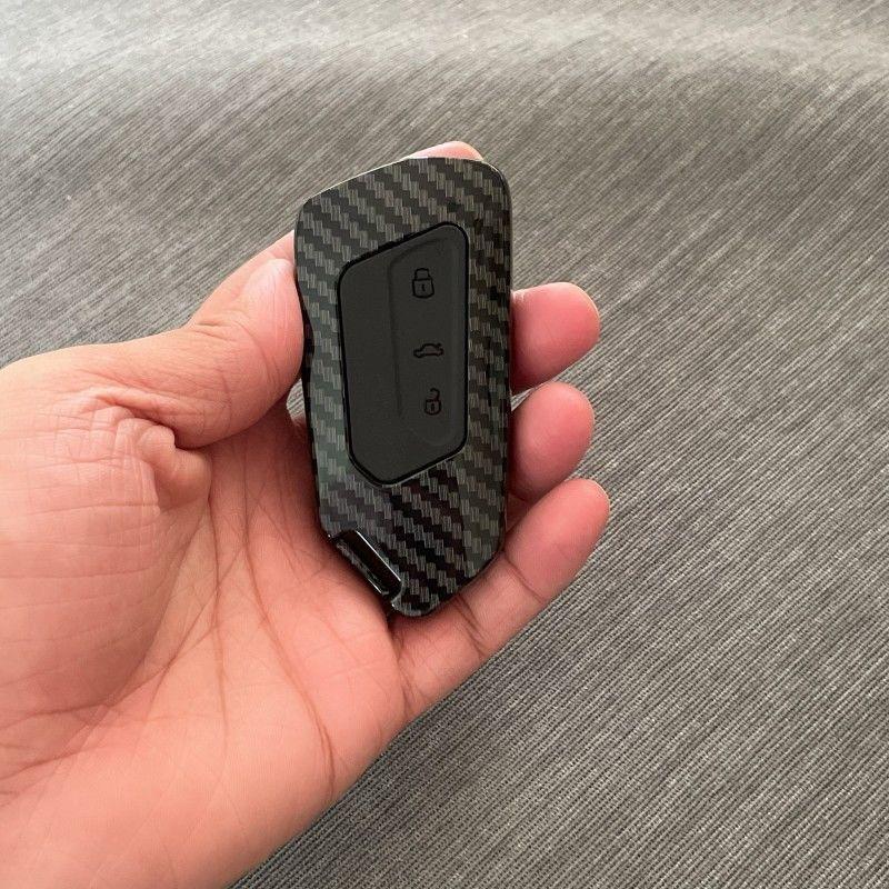 Abs Carbon Fiber Style Car Key Case Cover For Vw Volkswagen Golf 8 Mk8 Gti Gtd R Id3 Id4 Cupra Skoda Octavia A8 Seat Leon Mk4