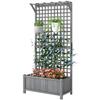 Raised Bed with Drainage Holes, Wood Planter with Trellis for Climbing Plants To Grow Vegetables, Flowers, Dark Grey