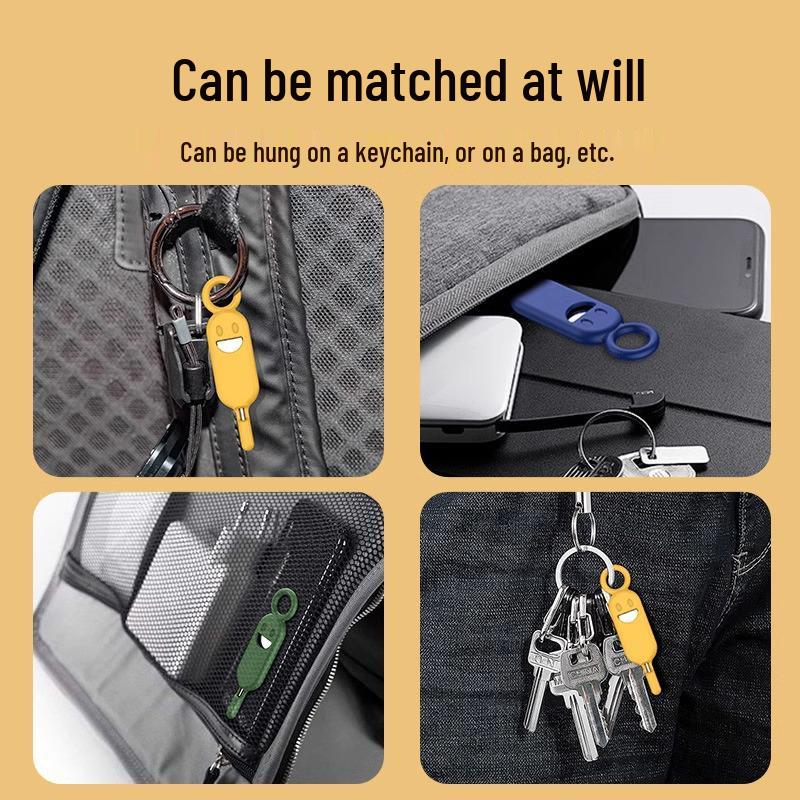 Silikonová klíčenka s držákem na špendlík pro vyjmutí SIM karty - Kompatibilní s Apple, Huawei, Mi, Proti ztrátě, Multifunkční, Přenosná.