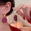 Contrasting color geometric sequined earrings women's retro Hong Kong style temperament high-end earrings Korean fashion personalized earrings