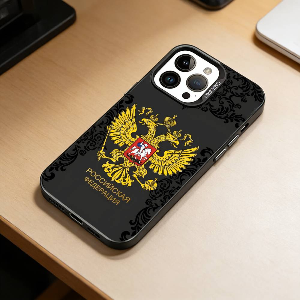 Russian National Emblem Phone Case For iPhone 17,16,15,14,13,12,11 Plus,Pro Max,XS,Colorful Silver Phone Case Funda Cover