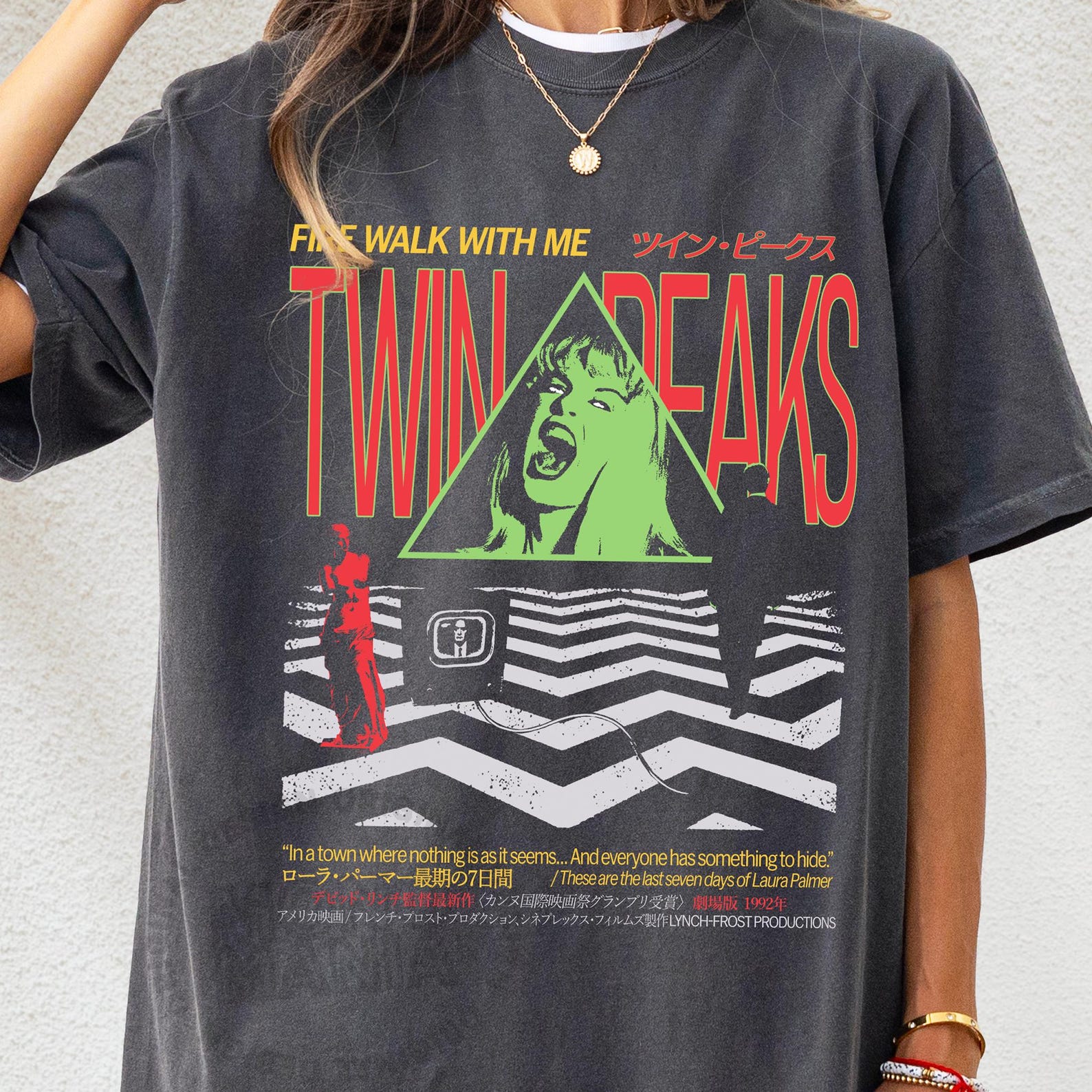 90 s TV Show Graphic Tshirt, Japanese Aesthetic Movie Poster Style Shirt, Lynch Tee, Laura Palmer, Comfort Colors 4XL