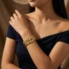 Chunky Crab Stainless Steel Cuff Bracelet for Women Elegant Hollow Leaves Wide Open Bangle Summer Fashion Jewelry Gift