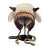  Cute Thick Plush Lamb Horn Knitted Hat Women Bonnets Winter Warm Ear Protection Beanies Hat Outdoor Casual Pullover Hats