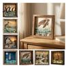 Ocean Theme Wall Hanging Coastal Lighthouse Wooden Picture Frame, Nautical Art, Rustic Beach Foyer Decorations Decor for Living Room Bedroom Hallway,