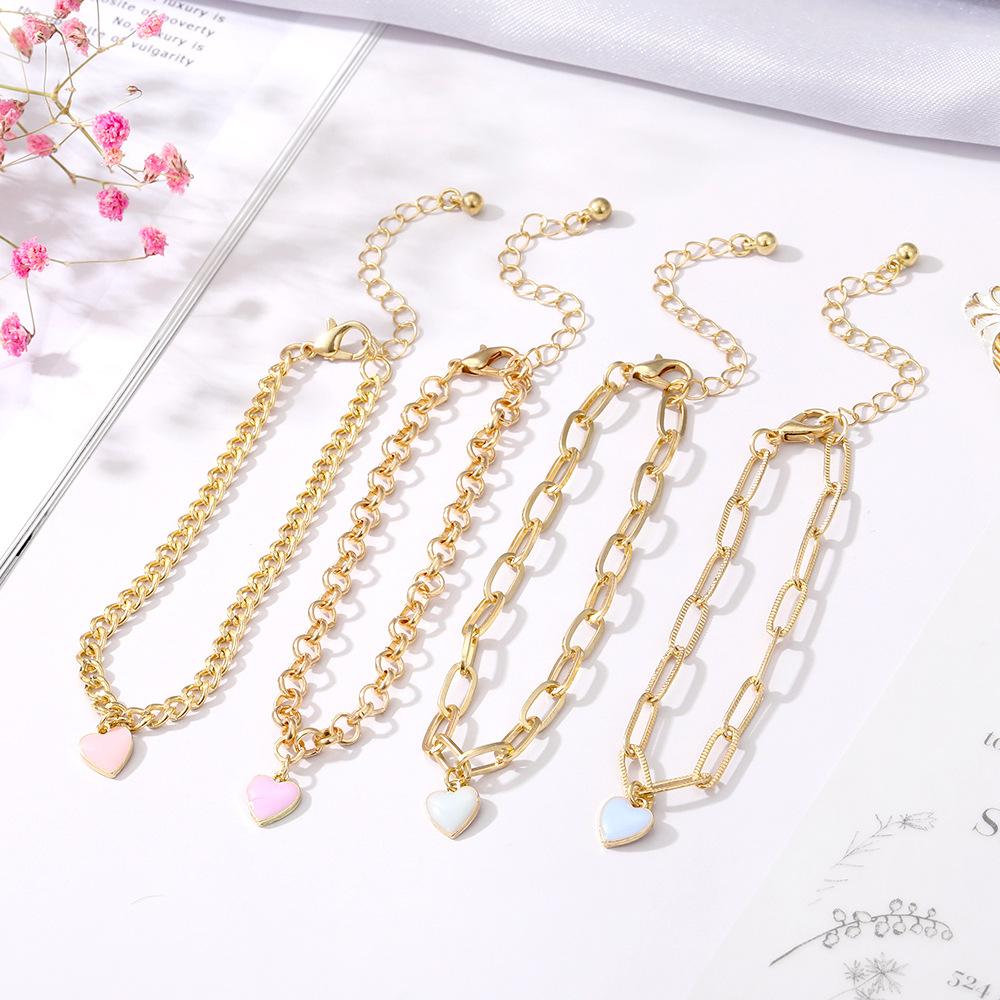 

Party Daily Wear Beach Vacation Style Fashionable Heart Jewelry Gift Wedding Bracelet Series Women S Bracelet 4pcs/set High Quality золотистий