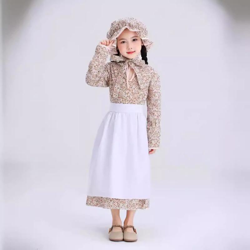 Fairy tale themed performance clothing parent-child clothing wolf grandmother pastoral farm floral skirt drama performance clothing