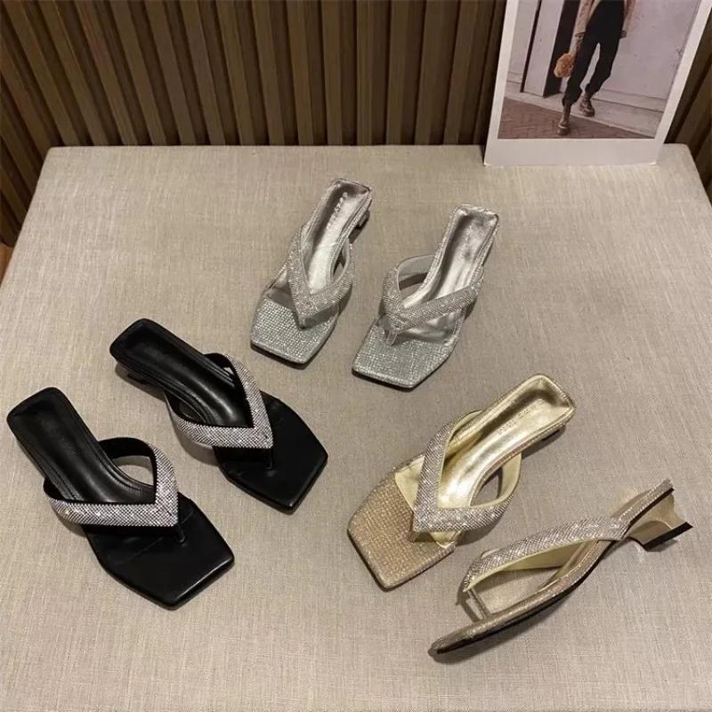Fashion Tongs À Talon Aiguille Avec Biscuits Pour Femmes, Tongs Fouettées, Chaussures À La Mode, Nouveau Design, Été, 2024