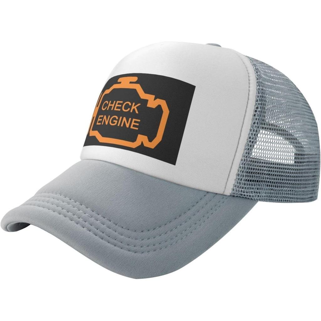 Check Engine Light Trucker Hat Unisex Polyester Mesh Snapback Cap Casual Outdoor Adjustable Cap