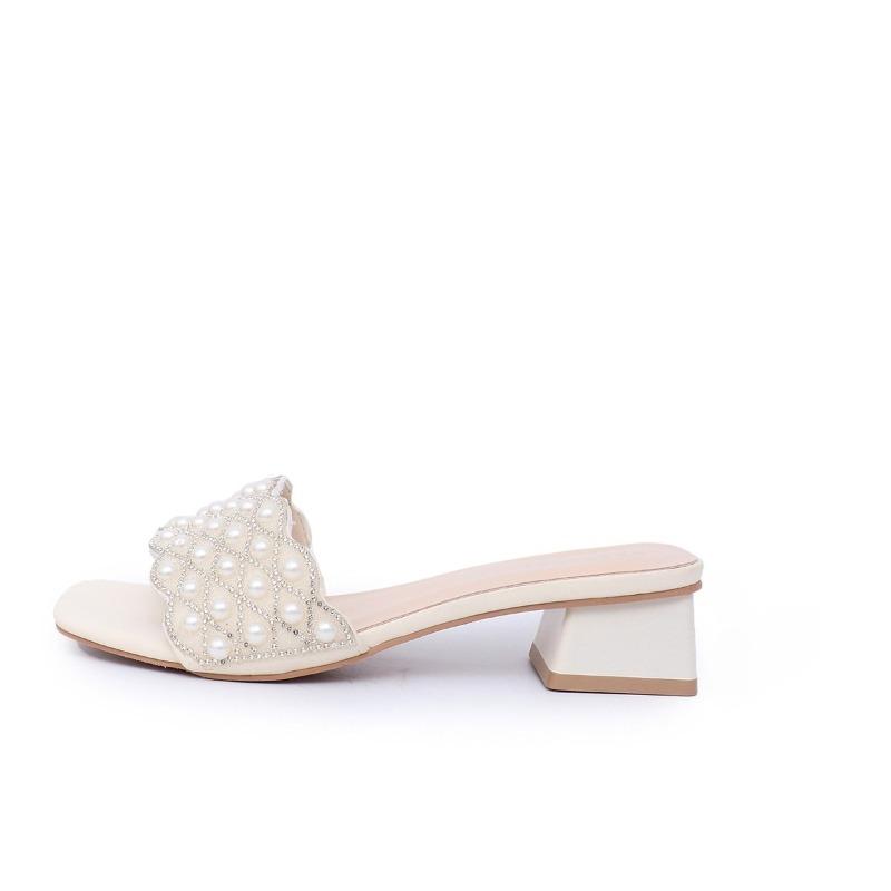 Fashion Fashion 2025 Summer Open Toe Women's Slippers New Outdoor Dress Crystal Plus Size String Bead Best Seller Shoes for Womenzapatos