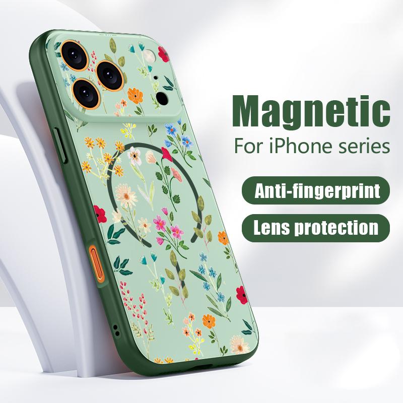 Line Rose Butterfly Floral Pattern Case For iPhone 17 Pro Max Funda iPhone 16 15 14 13 Pro Max Magnetic For Magsafe Hybrid Slim Matte Cover