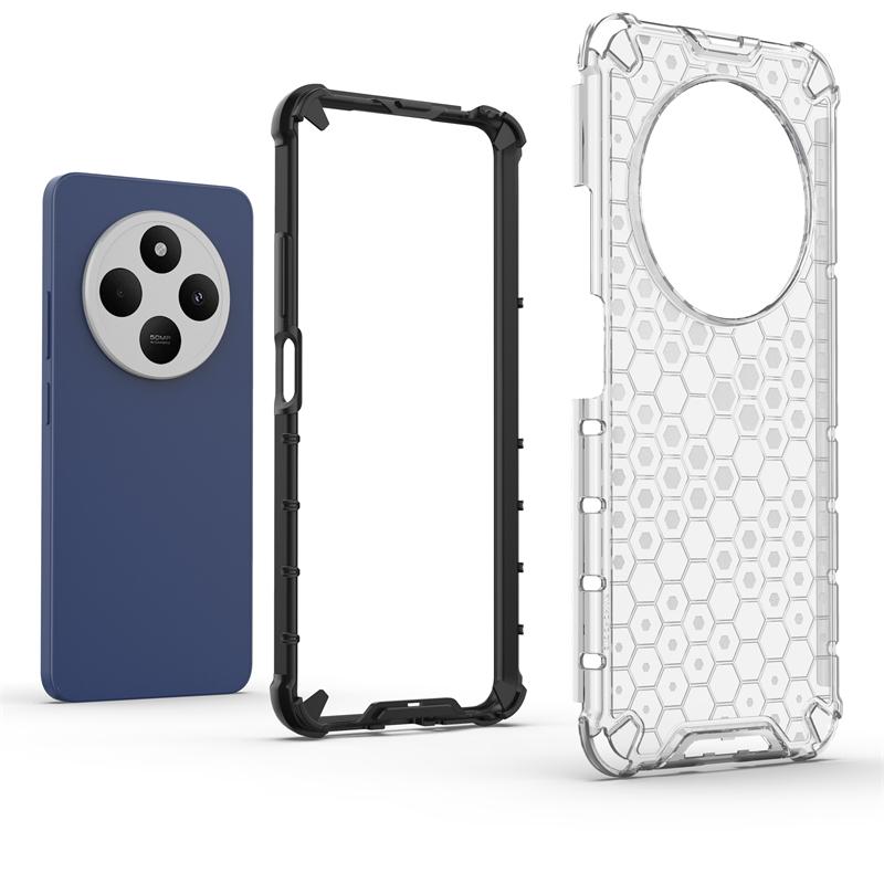Shockproof Transparent Case For Xiaomi Poco C75 Honeycomb Armor Full Back Case For Poco C75 Case Cover For Poco C75 6.88 inch