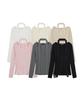 MONGDOL [Muffler Set] V-Neck Slim Ribbed Knit Top Mdkt122_6 Colors