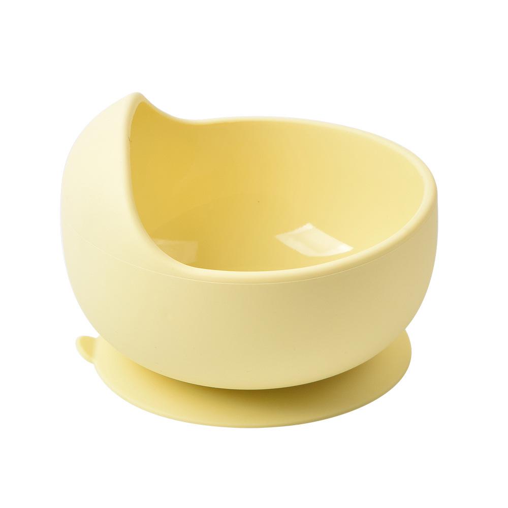 Silicone Baby Bowl & Spoon Set with Wooden Handle and Suction Cup