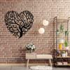 1pc Black Metal Iron Art Home Wall Decoration, Tree of Life Heart Shaped - Metal Wall Garden Art, Heart wall art