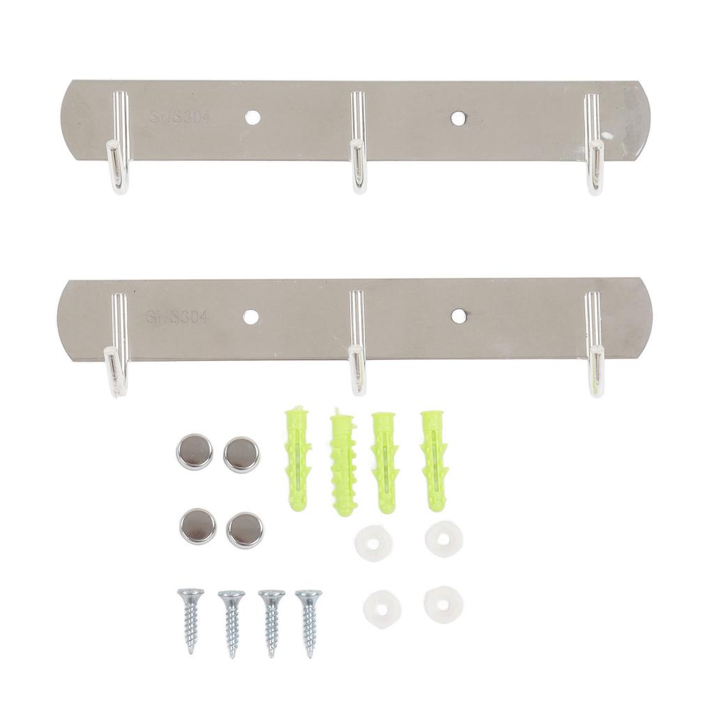 2 Pcs Wall Mounted Hook Rack Stainless Steel Brushed Finish Space Saving Wall Coat Hook for Kitchen