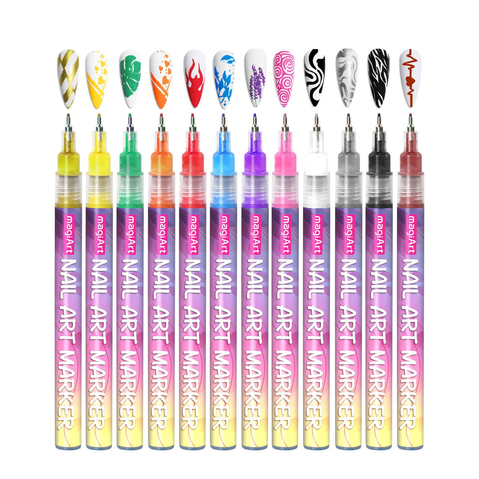 

12-Color Acrylic Nail Art Graffiti Pen Set - Quick-Dry for DIY Painting, Dotting, and Outlining