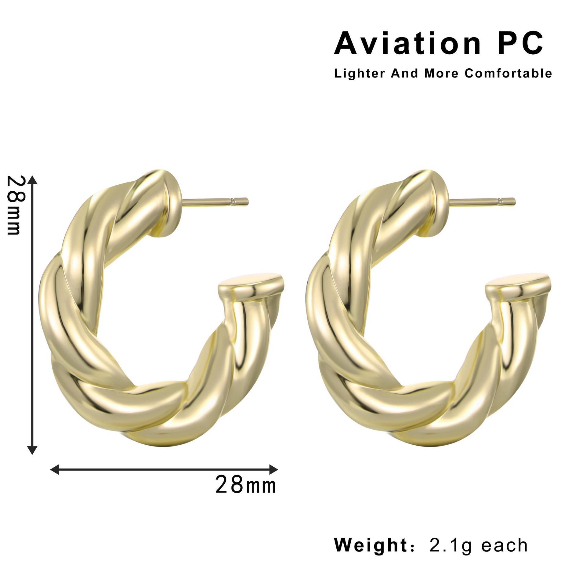 Geometric Retro French Style Stainless Steel Hoop Earrings