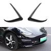 1 Pair ABS Black Carbon Fiber Car Front Light Eyebrow Wind Knife Fog Lamp Frame Trim for Tesla Model 3 2017 2018 2019 2020
