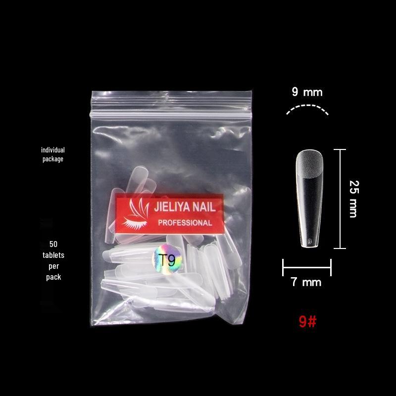 Frosted Pointed Trapezoidal False Nail Tips - Easy Stick-On, No Filing Needed.